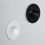 Balise murale encastrable ronde LED noire et blanche, orientation vers le sol