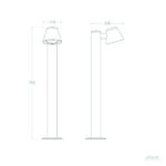 Balise extérieure 70 cm acier inoxydable, mât cylindrique et abat-jour incliné, fixation sur platine