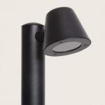 Balise extérieure noire mate à tête conique orientable montée sur poteau cylindrique