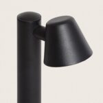 Balise extérieure noire mate en métal, tête conique sur pied