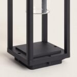 Balise sur pied en aluminium noir mat à cadre rectangulaire avec diffuseur cylindrique en verre