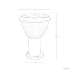 Balise extérieure sur pied, tête conique nervurée, base cylindrique, hauteur 35 cm