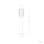 Balise extérieure 50 cm aluminium sur pied, corps tubulaire et tête ajourée