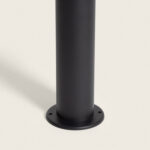 Balise sur pied noire en métal, cylindre avec bride de fixation ronde à vis