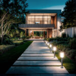 Balise sur pied 50 cm acier inoxydable brossé, tête carrée, éclairage chemin extérieur