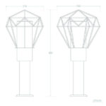 Balise sur pied 50 cm, tête géométrique facettée à structure ajourée