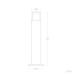 Balise sur pied 50 cm en aluminium, cylindre pour éclairage extérieur