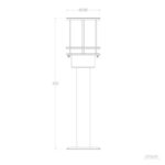 Balise extérieure sur pied 55 cm acier inoxydable, colonne cylindrique avec diffuseur supérieur