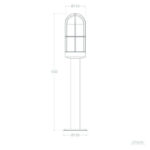 Balise sur pied 60 cm acier inoxydable, diffuseur grillagé à sommet arrondi