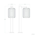 Balise extérieure sur pied acier 60 cm avec abat-jour cylindrique grillagé