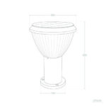 Balise sur pied, diffuseur cannelé, colonne cylindrique et platine de fixation