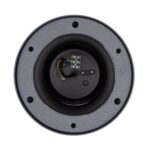 Balise sur pied ronde grise en métal, compartiment avec module LED apparent et câblage