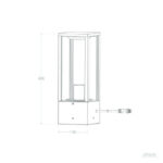 Balise sur pied rectangulaire à cadre ouvert, base coffret avec câble latéral