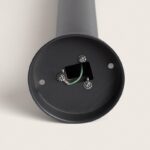 Balise sur pied base de fixation ronde noire, passage de câbles visible avec fil de terre vert-jaune