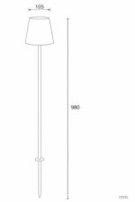 Balise extérieure sur piquet 98 cm, abat-jour conique et pointe de terre