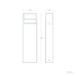 Balise extérieure sur pied 80 cm en aluminium, design rectangulaire avec diffuseur supérieur