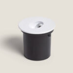 Balise encastrable LED ronde blanche avec corps cylindrique noir pour montage mural