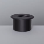 Balise encastrable murale ronde noire, corps cylindrique et ouverture d'éclairage anglée