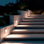 Balise encastrable murale carrée blanche LED à lumière chaude pour marches extérieures