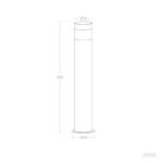 Balise sur pied cylindrique 50 cm avec diffuseur supérieur et base circulaire