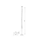 Balise sur pied cylindrique gris avec base circulaire, hauteur 1200 mm