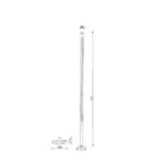 Balise sur pied cylindrique en aluminium argenté, hauteur 1600 mm, base de fixation au sol