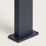 Balise sur pied anthracite en métal, poteau carré avec base de fixation à quatre trous