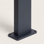 Balise sur pied anthracite en métal avec socle rectangulaire et trous de fixation