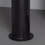 Balise sur pied noire en métal mat, fût cylindrique avec base circulaire à fixation
