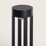 Balise sur pied noire en métal à tête cylindrique et lames verticales, éclairage extérieur LED