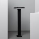 Balise LED extérieure noire sur pied, tête plate carrée pour éclairage de jardin