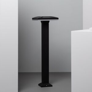 Balise LED extérieure noire sur pied, tête plate carrée pour éclairage de jardin