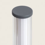 Balise LED sur pied anthracite, capuchon rond et corps cylindrique en aluminium strié