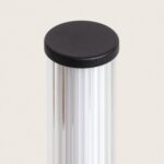 Balise sur pied LED cylindrique aluminium cannelé avec chapeau noir