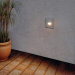 Balise encastrée murale carrée blanche à éclairage LED intégré