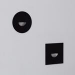 Balise encastrable murale noire carrée et ronde, ouverture semi-circulaire, éclairage LED pour extérieur