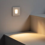 Balise murale encastrable carrée blanche, éclairage LED blanc chaud pour escalier