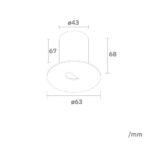 Balise murale encastrable ronde blanche, face plate Ø63 mm, corps Ø43 mm, hauteur 68 mm
