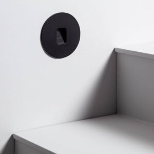 Balise LED Extérieure 2W Encastrable au Mur Ronde Olite Noire Blanc neutre 4000K