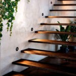 Balise murale encastrée ronde noire, éclairage LED blanc neutre 4000K pour escalier