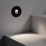 Balise encastrée murale ronde noire LED lumière blanc neutre dirigée vers le sol