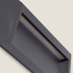 Balise LED murale grise mate rectangulaire avec bande LED encastrée, fixation en saillie