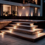 Balise LED encastrée ronde noire pour marches, éclairage blanc chaud 2700K