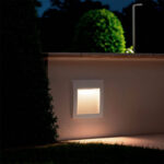 Balise encastrée murale carrée blanche LED, éclairage d'ambiance extérieur au ras du sol
