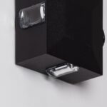 Applique murale noire en métal texturé, cubique en saillie avec diffuseurs transparents haut et bas