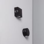 Balise murale LED noire en saillie, modèles rectangulaire et circulaire avec diffuseurs frontaux