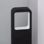 Balise sur pied LED noire rectangulaire avec ouverture centrale blanche, finition mate