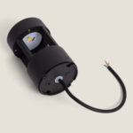 Balise LED extérieure cylindre mokka en aluminium avec câble d'alimentation apparent