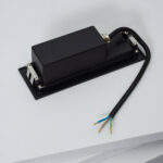 Balise encastrable murale LED noire rectangulaire avec bloc d'alimentation et câble dénudé