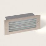Balise encastrable murale rectangulaire en métal brossé à lames horizontales